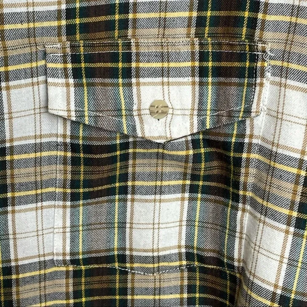 Chapel Hill Yellow White Green Plaid Cotton Blend Button Down Shirt size  XL